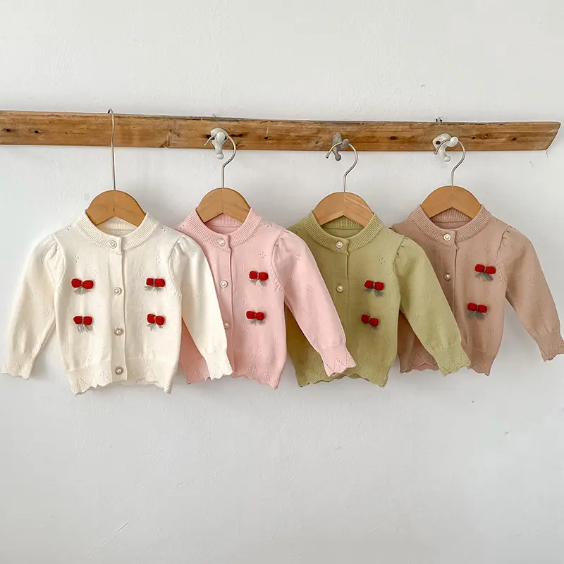 2025 Autumn Toddlers Sweater Baby Girls Knitted Cardigan Coats Crochet Ruffles Korean Style Baby Kids Cotton Sweaters