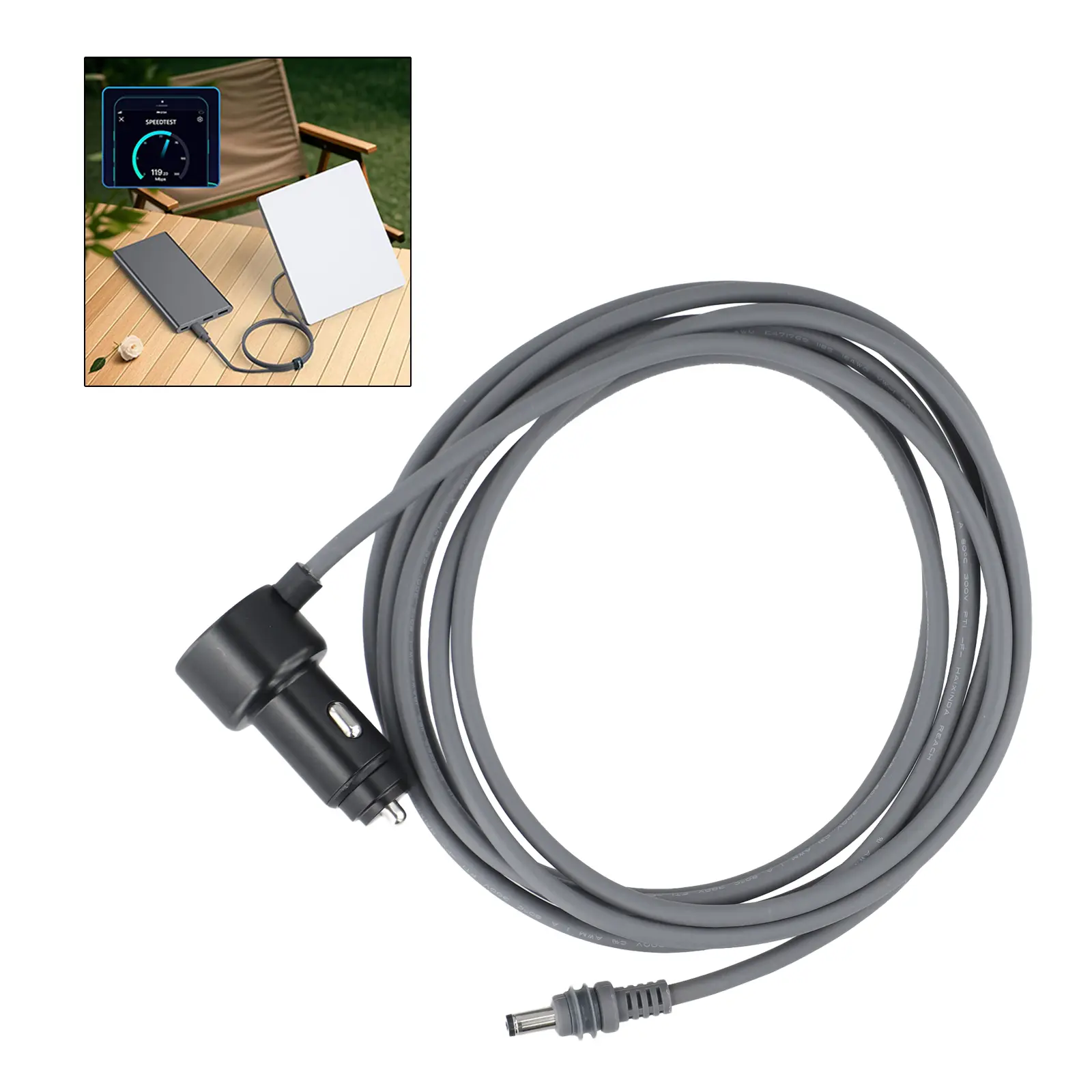 For Starlink Mini Dual USB Car Charger 12V-24V Vehicle 2/5m DC Cable Digital Voltmeter Waterproof Extension Cable Charger