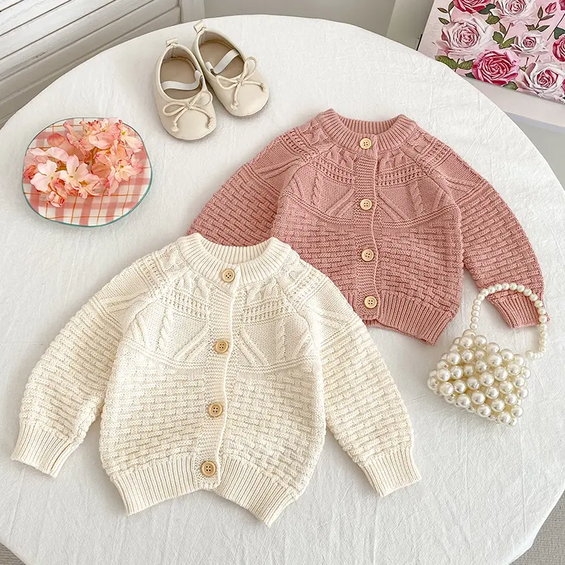 Autumn Baby Sweater Cotton Knitted Newborn Kid Clothing Fashion Solid Tops Outerwear Infant Girls Cardigan Long Sleeve Sweater