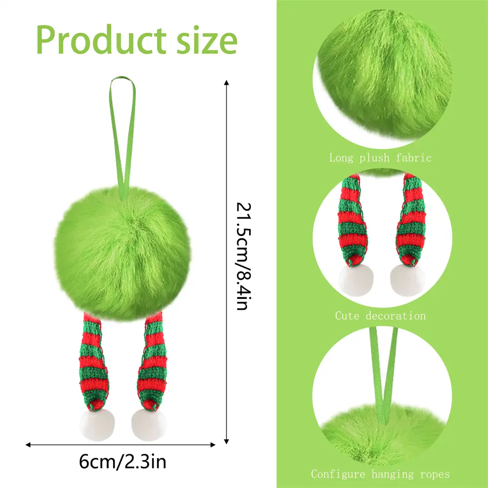 12Pcs Green Xmas Tree Pendant Decoration Ornaments Christmas Plush Ball ﻿Decor