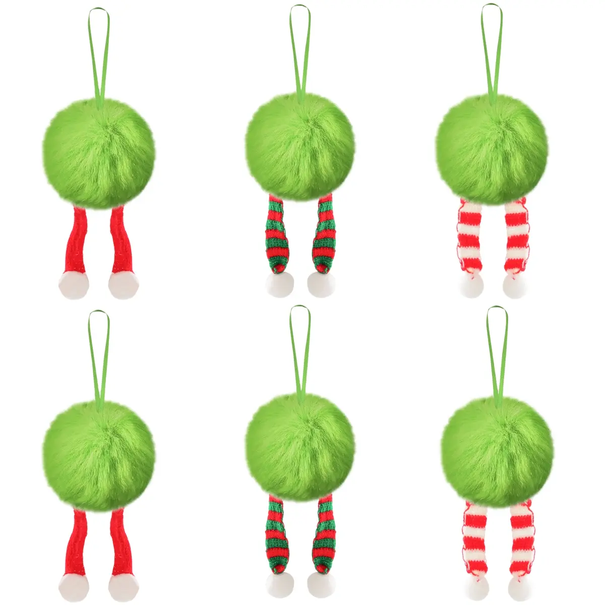 12Pcs Green Xmas Tree Pendant Decoration Ornaments Christmas Plush Ball ﻿Decor