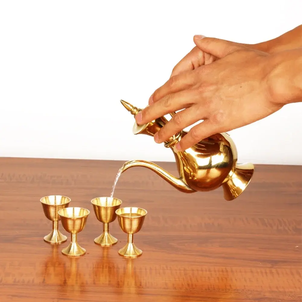 15ml 25ml 30ml 55ml Vintage Brass Mug Red Wine Cup Smooth Edge Water Beer Drinkware Cocktail Glass Wine Set For Party Home