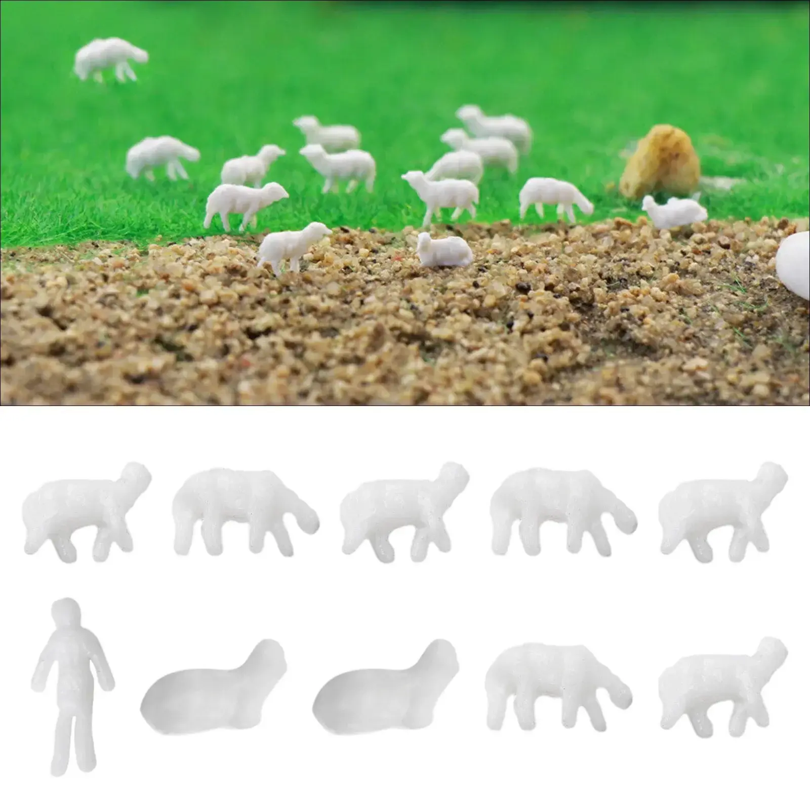 10Pcs 1:150 Model Sheep White Farm Animals Sheep HO Scale Model For Train Doll House Room Box Farm Animals Model