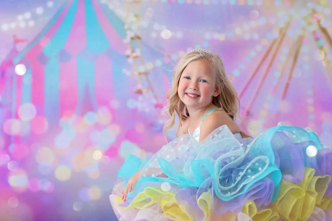 Rainbow Tiered Tutu Tulle Dresses Kids Colorful Girls Ruffled Tulle Birthday Party Dress Mix-Color Mini Length A Line Child Gown