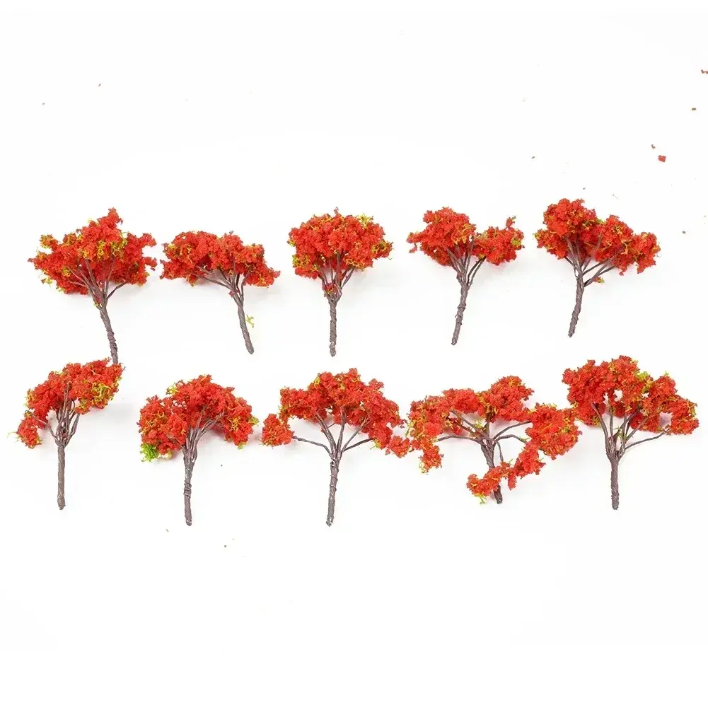 10pcs Plastic Model Train Artificial Miniature Tree Scenery Railroad Decoration Building Landscape Accessories Toys For Kids