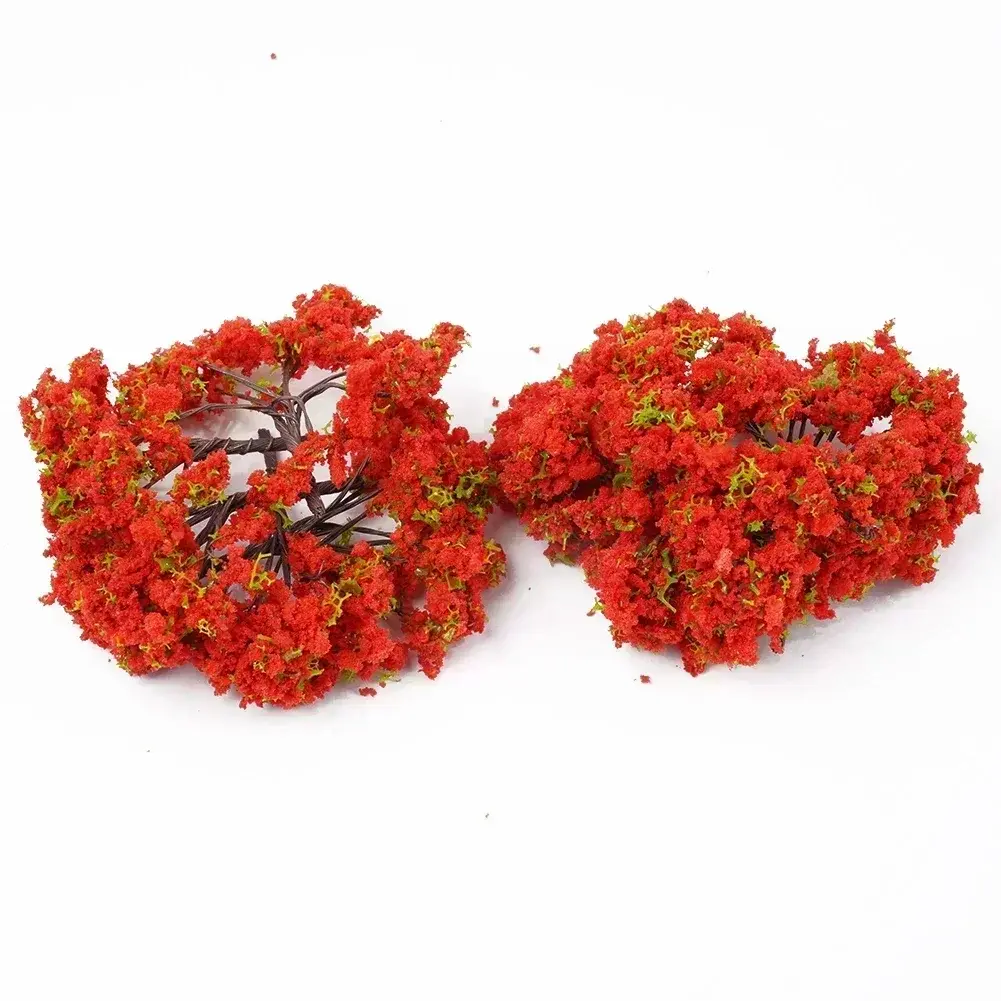 10pcs Plastic Model Train Artificial Miniature Tree Scenery Railroad Decoration Building Landscape Accessories Toys For Kids