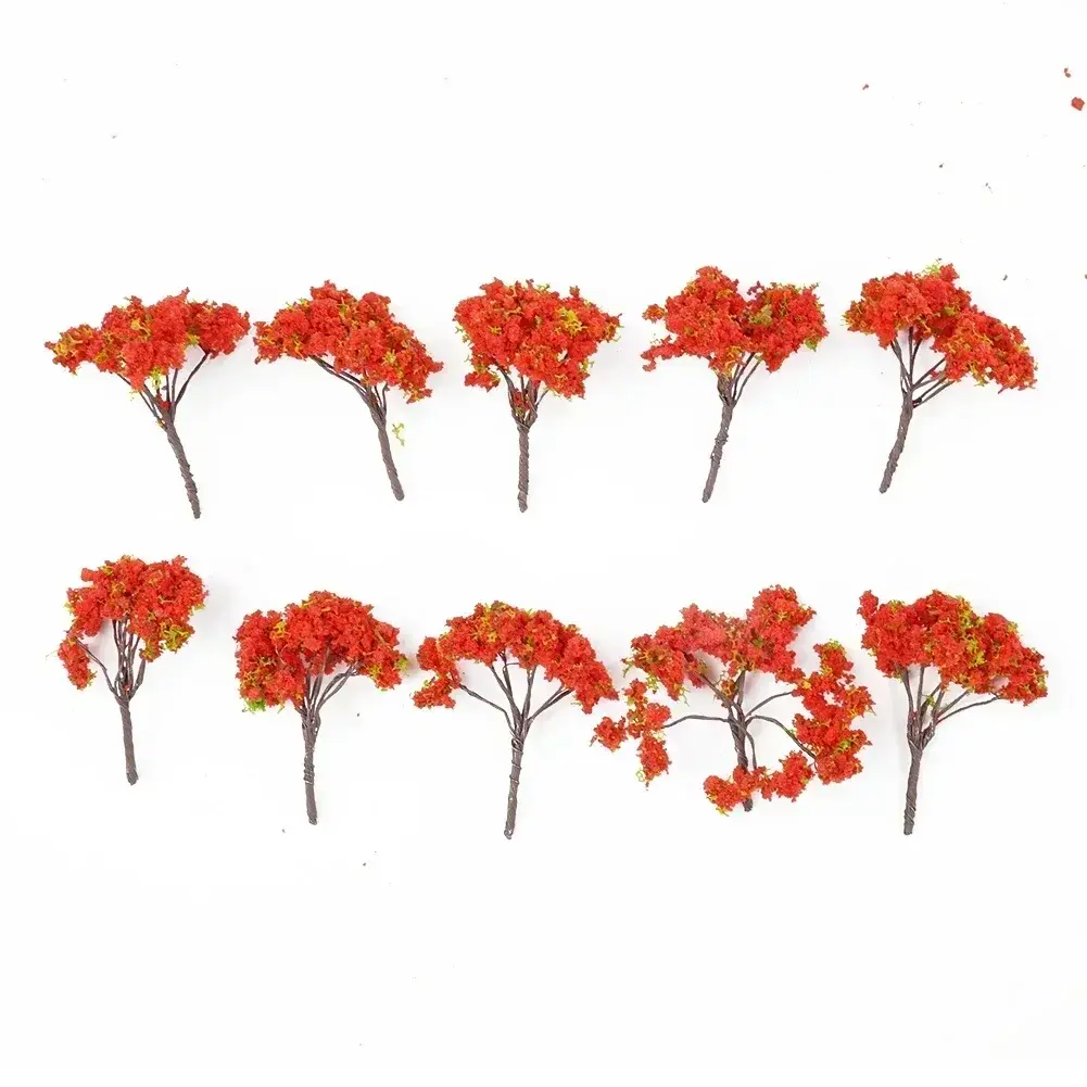 10pcs Plastic Model Train Artificial Miniature Tree Scenery Railroad Decoration Building Landscape Accessories Toys For Kids