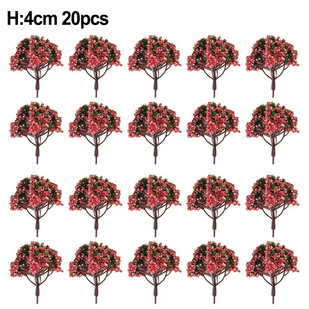 20Pcs Model Trees Railway Scenery Flower Tree Plant Model Tree Railway Layout Scene For DIY Toys Decoration Miniature Landscape