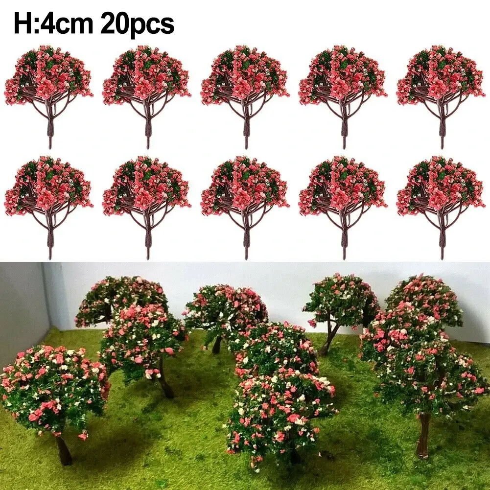 20Pcs Model Trees Railway Scenery Flower Tree Plant Model Tree Railway Layout Scene For DIY Toys Decoration Miniature Landscape