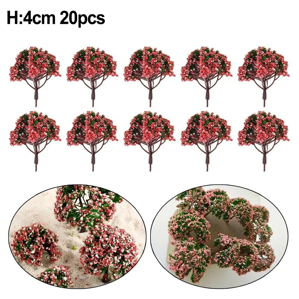 20Pcs Model Trees Railway Scenery Flower Tree Plant Model Tree Railway Layout Scene For DIY Toys Decoration Miniature Landscape