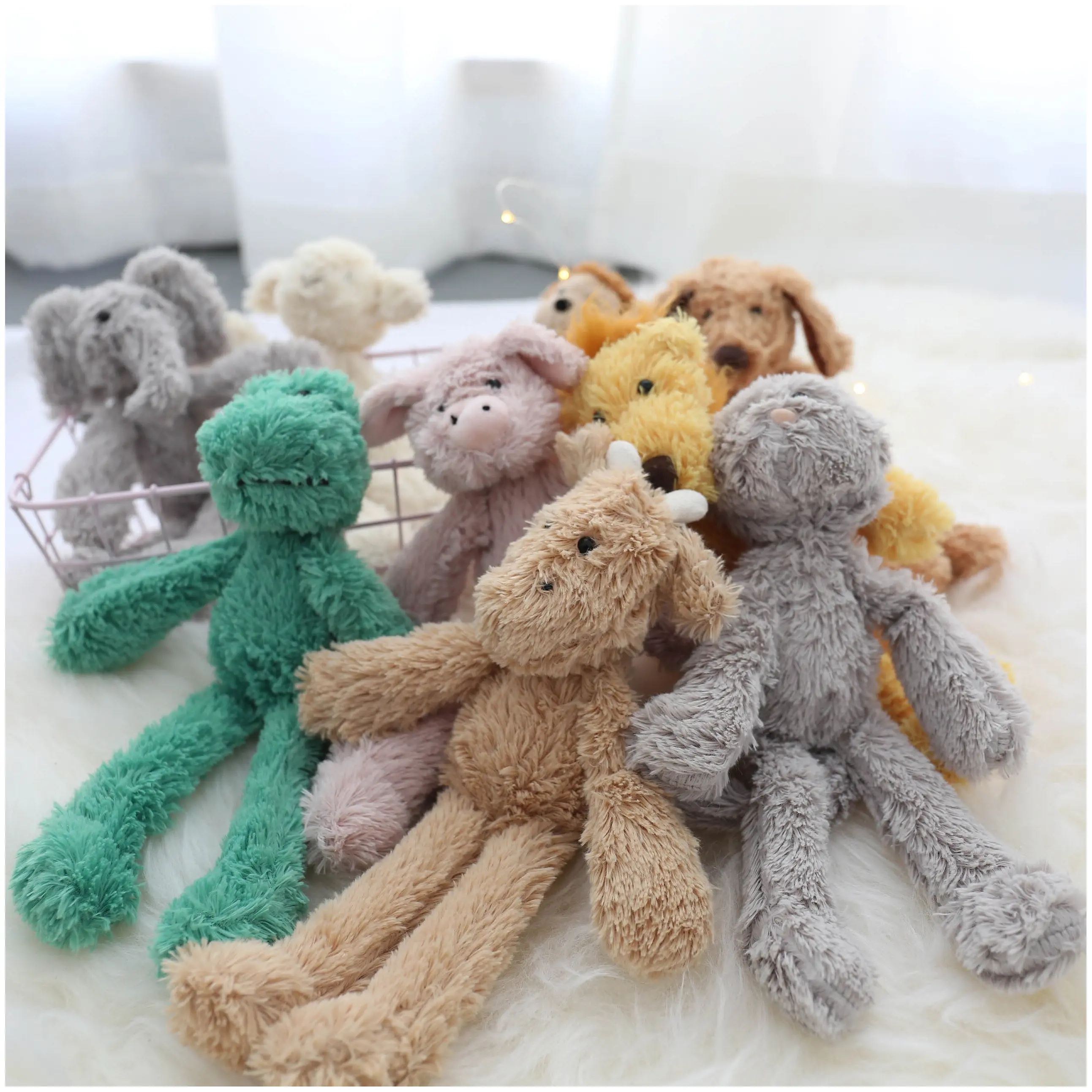 25cm Cute Animal Plush Toys Stuffed Elephant Lion Dog Sheep Monkey Plush Doll Toys for Kids Baby Children