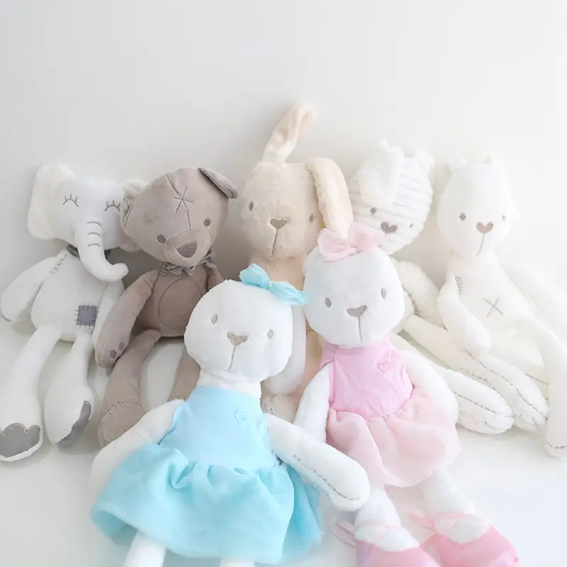 Long Leg Elephant Bear Toys Infant Kids Sleeping Toy Cute Dress Bunny Rabbit Animals Bed Stroller Plush Dolls 0-12 Month