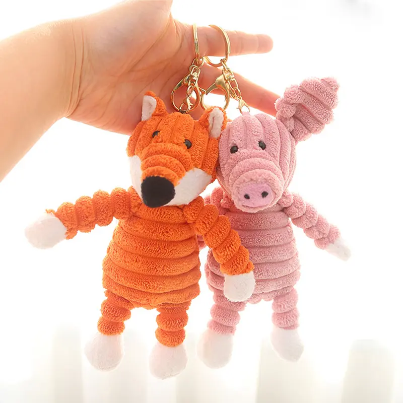 15cm Mini Stuffed Animal Keychain Cute Cartoon Fox Bunny Duck Panda Lion Monkey Bag Accessories Plush Toys