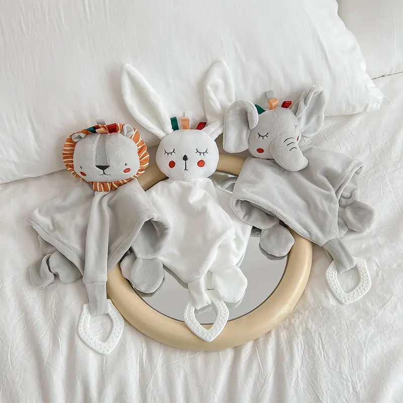 Baby Taggies Baby Blankets With Stuffed Animal Toys - Security Blanket Newborn Comfort Towel  Infant Snuggle Blankie
