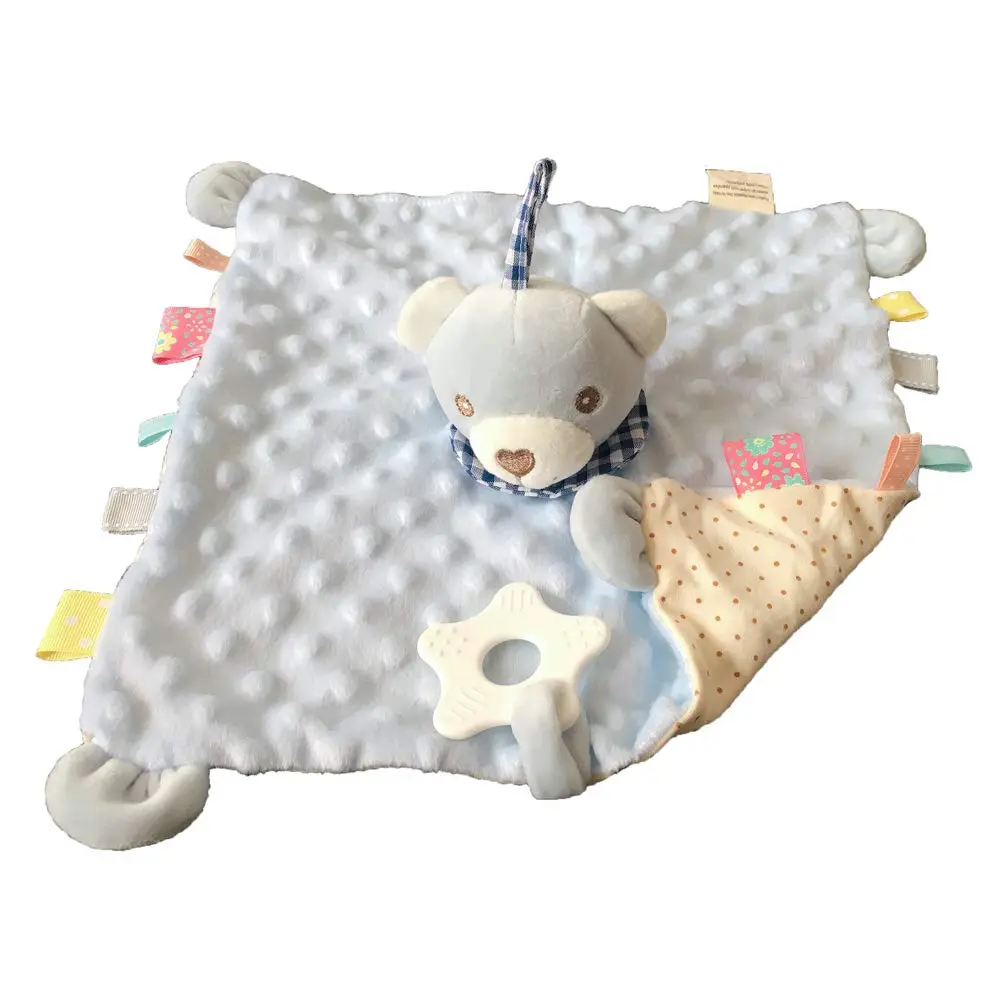 Baby Blankets With Stuffed Animal Appease Toys - Security Blanket Newborn Minky Dot Comfort Towel with Tags Snuggle Blankie