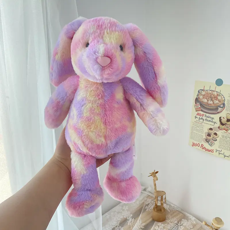 30cm Kawaii Long Eared Bunny Plush Toys For Girls Stuffed Animals Kids Toys Soft Rainbow Baby Plushie Stuffed Toys For Children