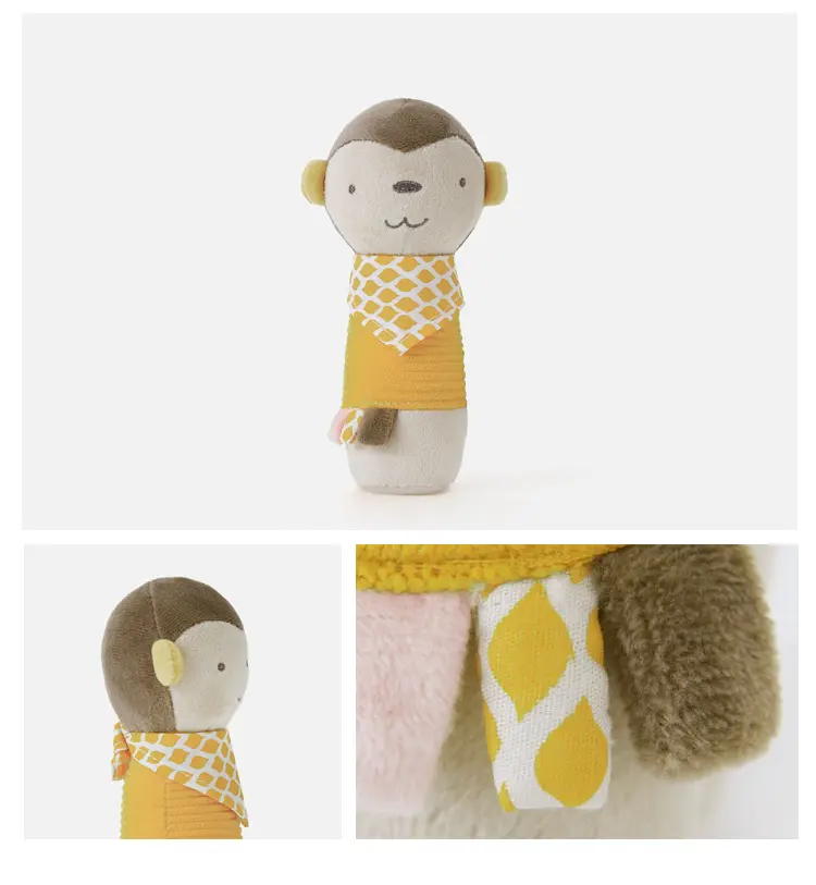 Cute Monkey Plush Toys - Newborn Baby Gifts - Security Blanket Towel - Soft Stuffed Animal Rattle Baby Appease Toy
