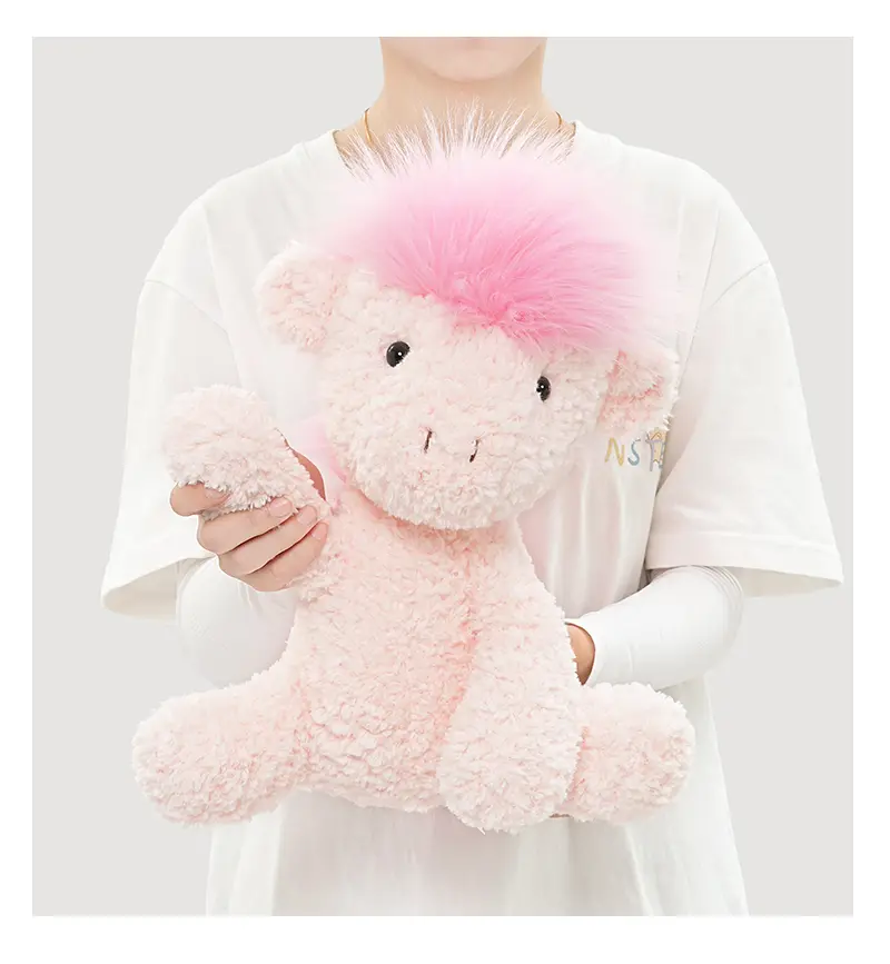 23/30cm Soft Fluffy Plush Toys Cute Pink Horse Dolls Children Birthday Gift Girls Accompany Appease Toys