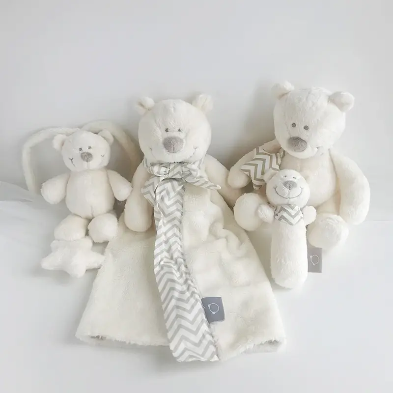 Newborn Baby Gift - Cute Cream Bear Plush Toy Security Blanket Towel Music Toys - Adorable Stuffed Animal Toys