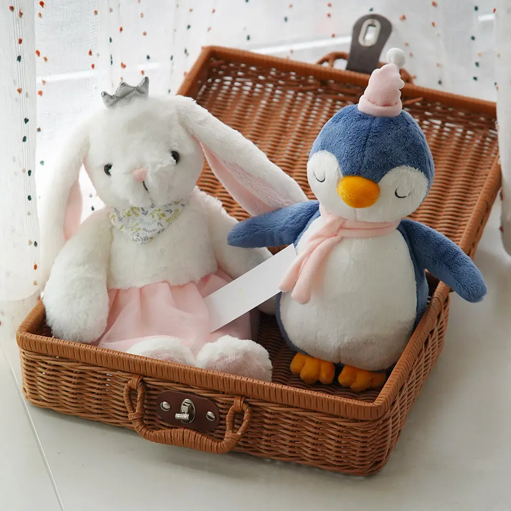 Cute Big Ear Bunny Plush Doll Cartoon Penguin Stuffed Animals Dress Rabbit Doll Soft Baby Accompany Sleeping Pillow Home Decor