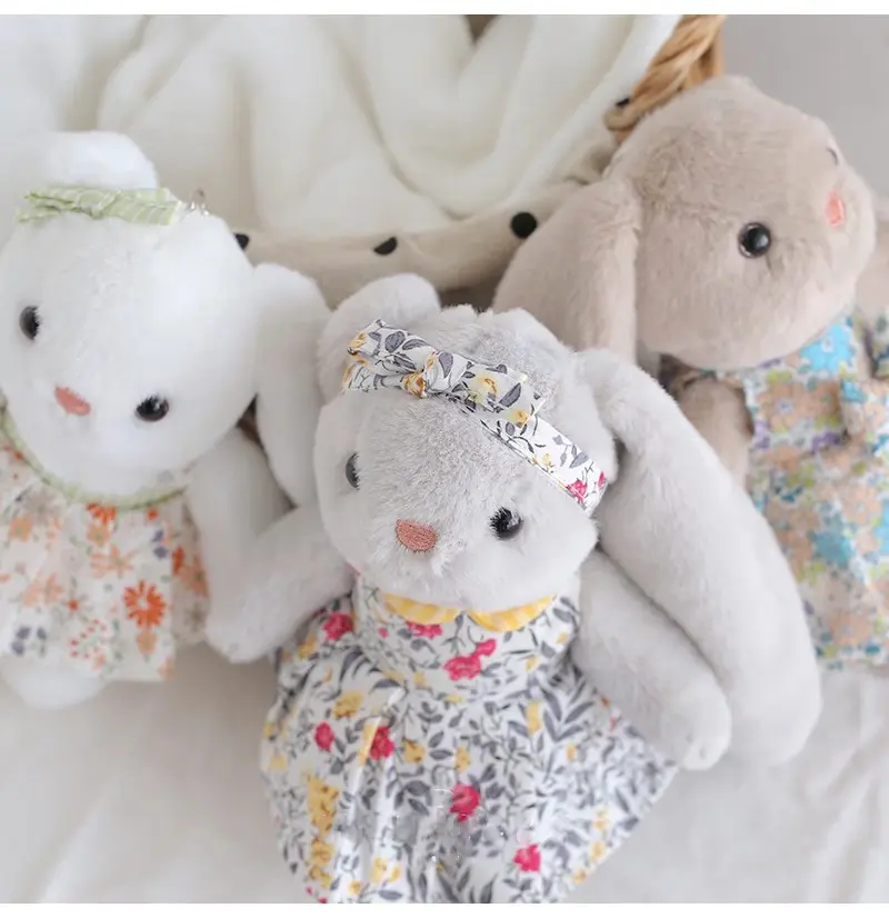 17cm Dress Bunny Plush Toy Keychain Cartoon Rabbit Pendant Soft Stuffed Doll Key chain Backpack Car Bag Key Ring Decor Kid Gift
