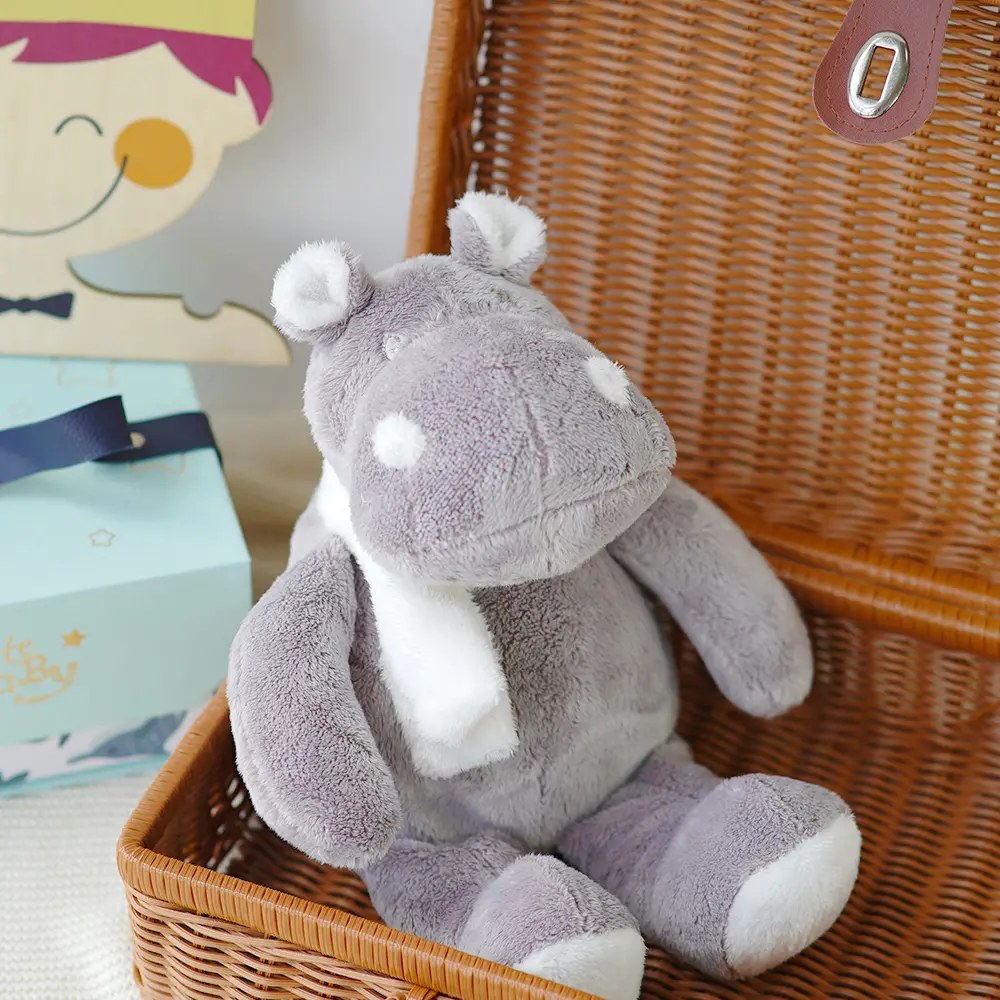 33cm Cute Fluffy Hippos Plush Doll Cartoon Stuffed Animals Soft Baby Accompany Sleeping Pillow Children Birthday Gift