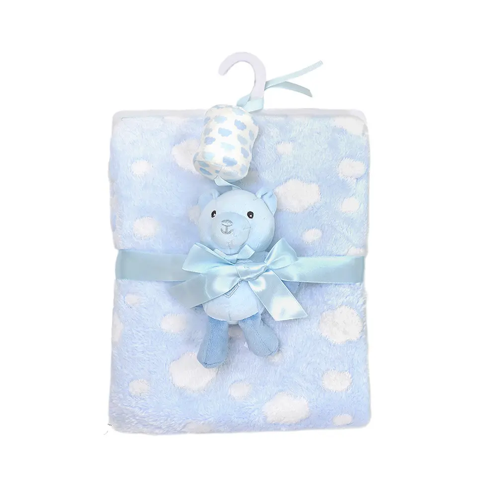 Light Weight Baby Flannel Blanket with Toys Soft Swaddle Wrap for Infant Boy Girl Sleeping Cover