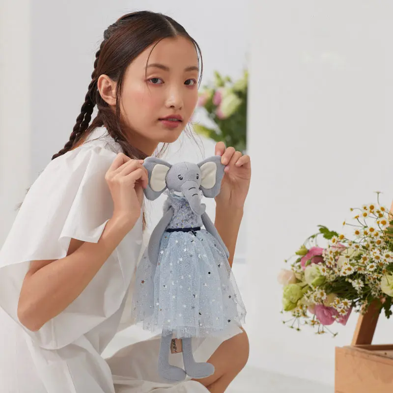 38cm Unicorn Princess Dress Doll Children Plush Stuffed Animal Long Leg Elephant Toy For Girls Children Kids Baby Birthday Gift