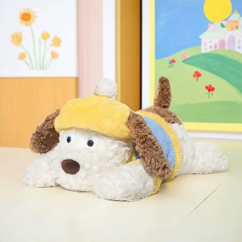 44cm Cute Puppy Plush Toy Stuffed Animals Soft Fluffy Lying Dog Doll Sleeping Pillow Cushion Kids Friends Birthday Gift
