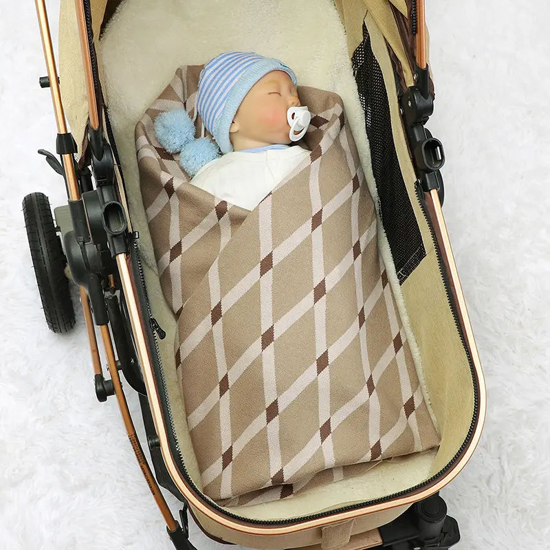 Fashion Pattern Baby Blanket Plaid Newborn Girl BoyStroller Wrap Swaddle Cotton Knit Infant Bedding Soft Quilt