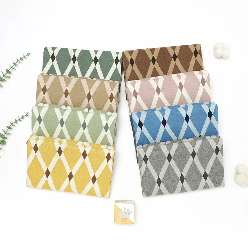 Fashion Pattern Baby Blanket Plaid Newborn Girl BoyStroller Wrap Swaddle Cotton Knit Infant Bedding Soft Quilt