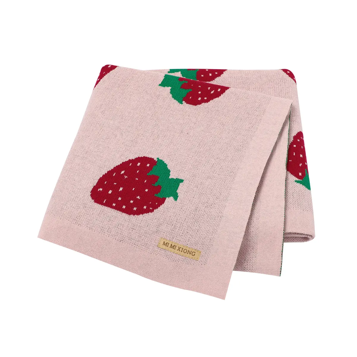 Baby Nursery Blanket 100% Cotton Newborn Girls Stroller Swaddle Wrap Soft Toddler Infant Bed 100*80cm Strawberry Knitted Quilts