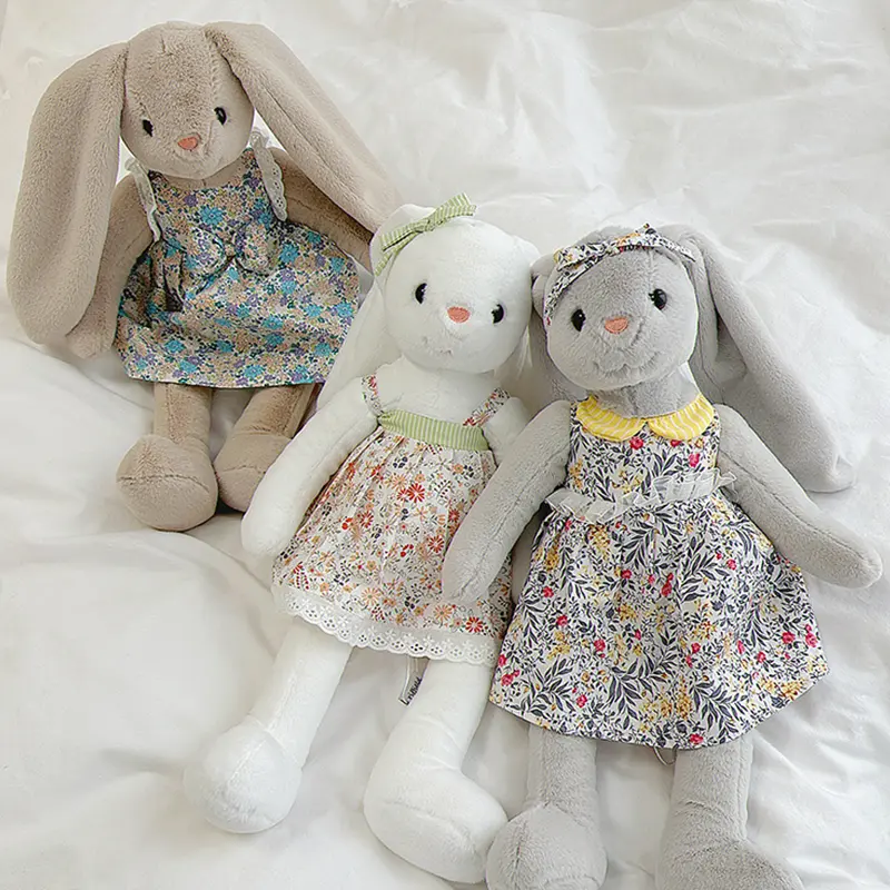 45cm Dress Bunny Plush Toy Kids Birthday Gift Cute Long Ears Rabbit Stuffed Animal Cuddle Toys Girl Gifts