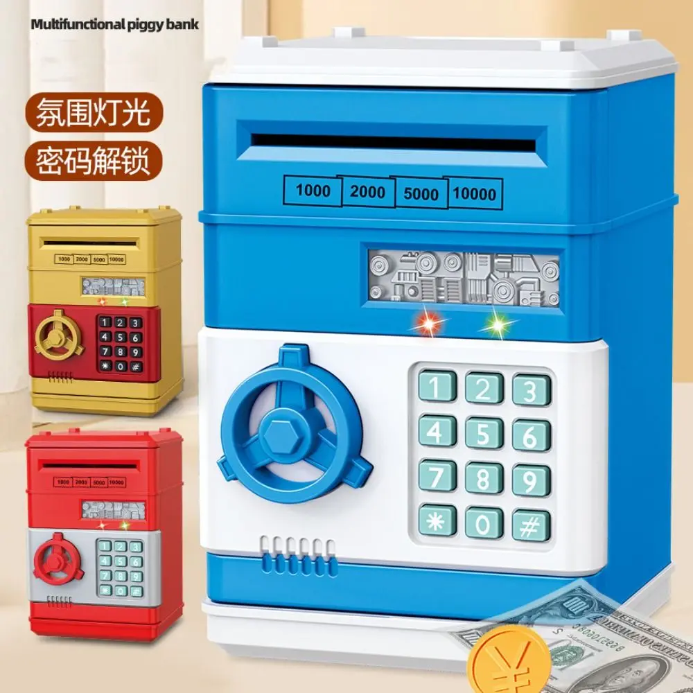 Electronic Piggy Bank Automatic Mini Safe Coins Cash Saving Money Box Password Counter Code Key Lock Coin Bank ATM Child Gift