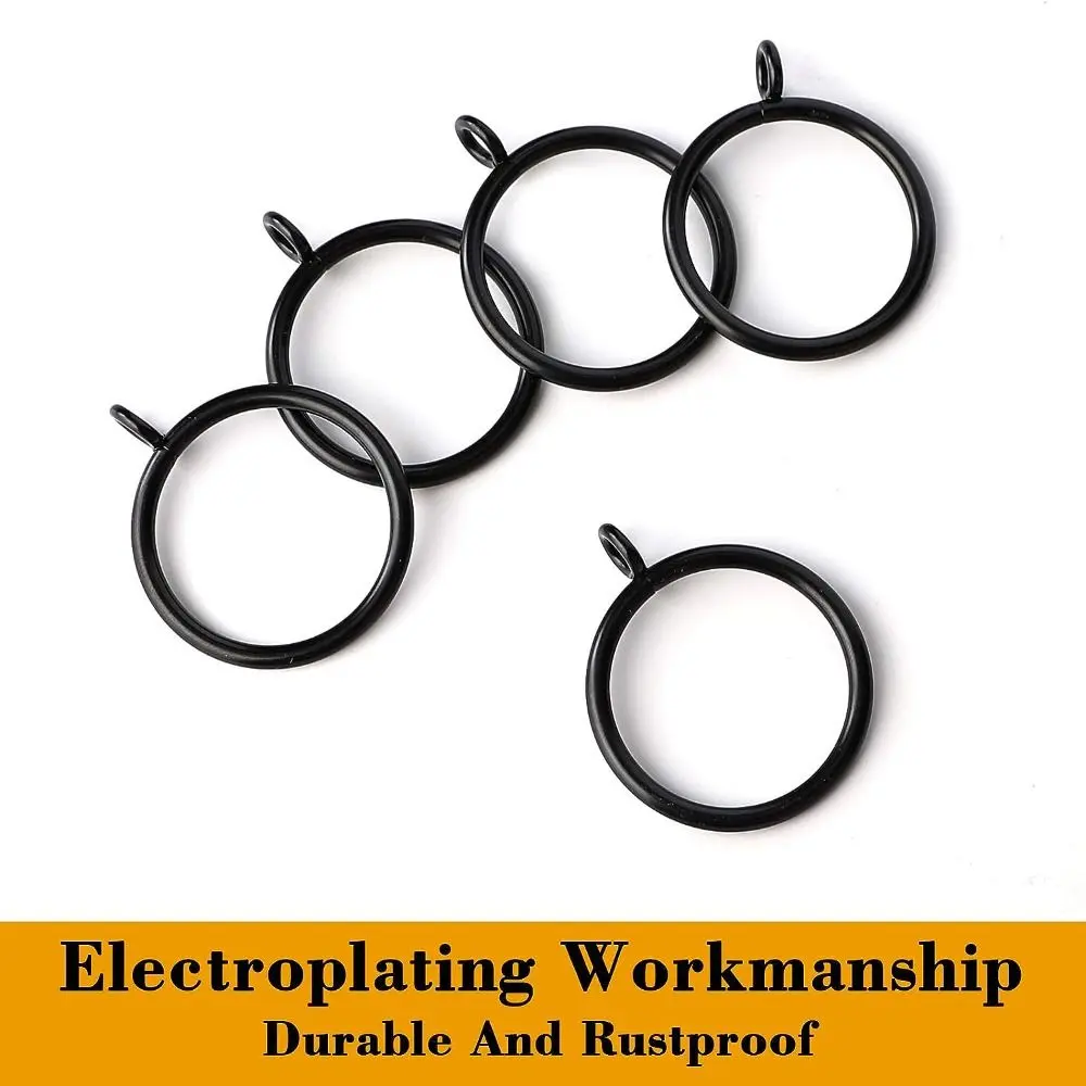 30pcs Black Curtain Ring with Ear Loop Easy To Use 1.25 Inch Metal Shower Curtain Hooks Door Curtain Hanging Ring Bathroom