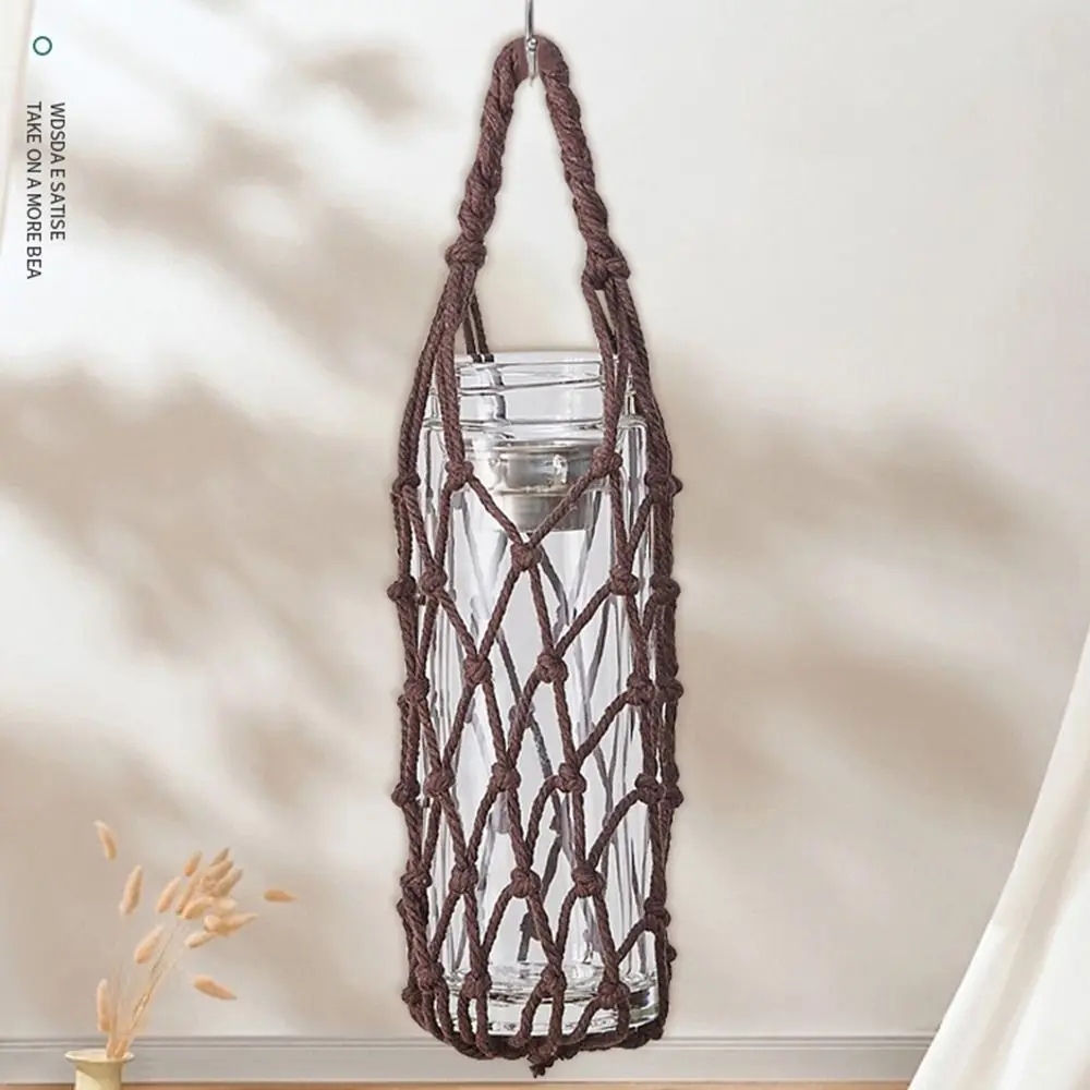 Hand Woven Water Cup Mesh Bag Weave Can Be Suspended Cup Sleeve Multiple Colors Cotton Rope Cup Accessories