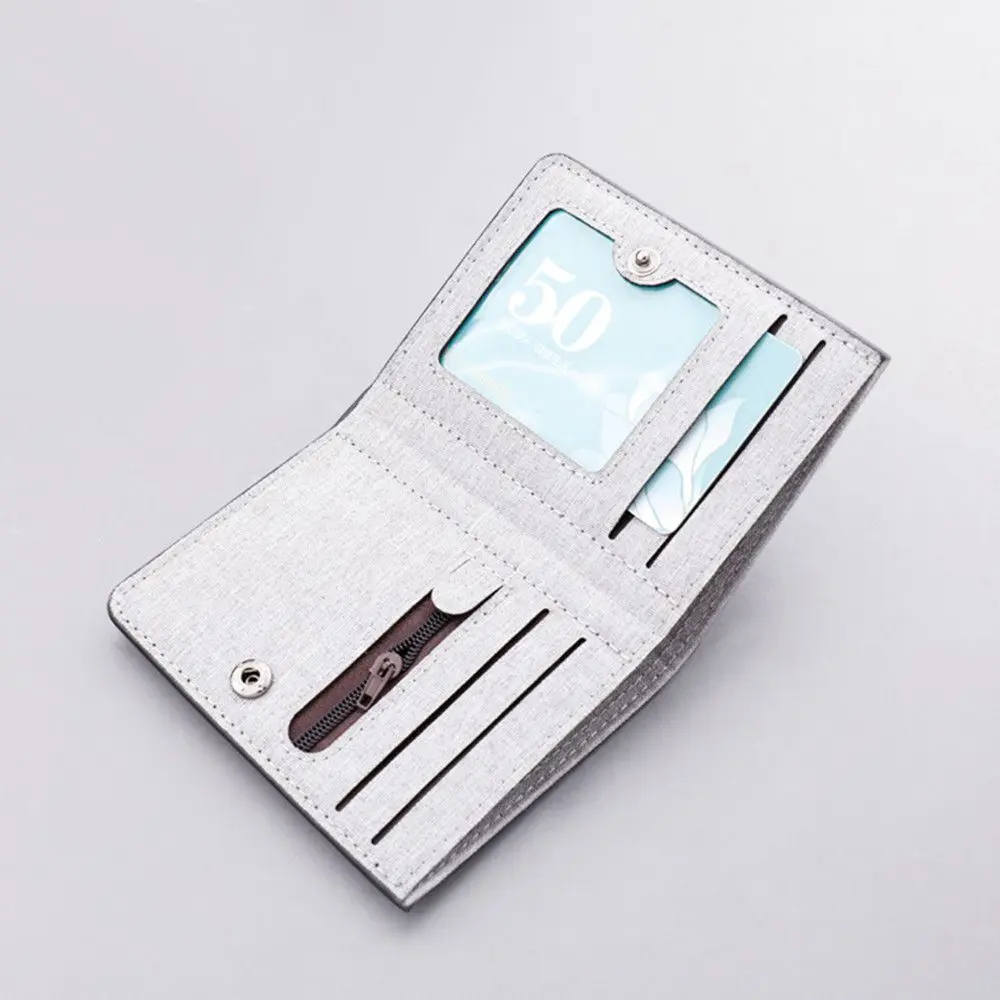 New Fashion Men Canvas Short Wallet Coin Purse Wallet Men Purse Coin Pouch Card Holder Multi-functional Small Wallet