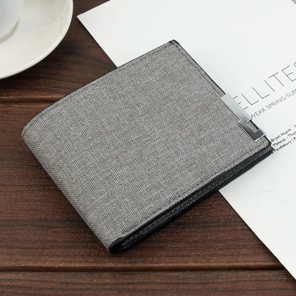 Men's Multifunctional Canvas Wallet Leisure Travel Lightweight Portable Short Style All Match Male Credit Card Holder Coin Purse