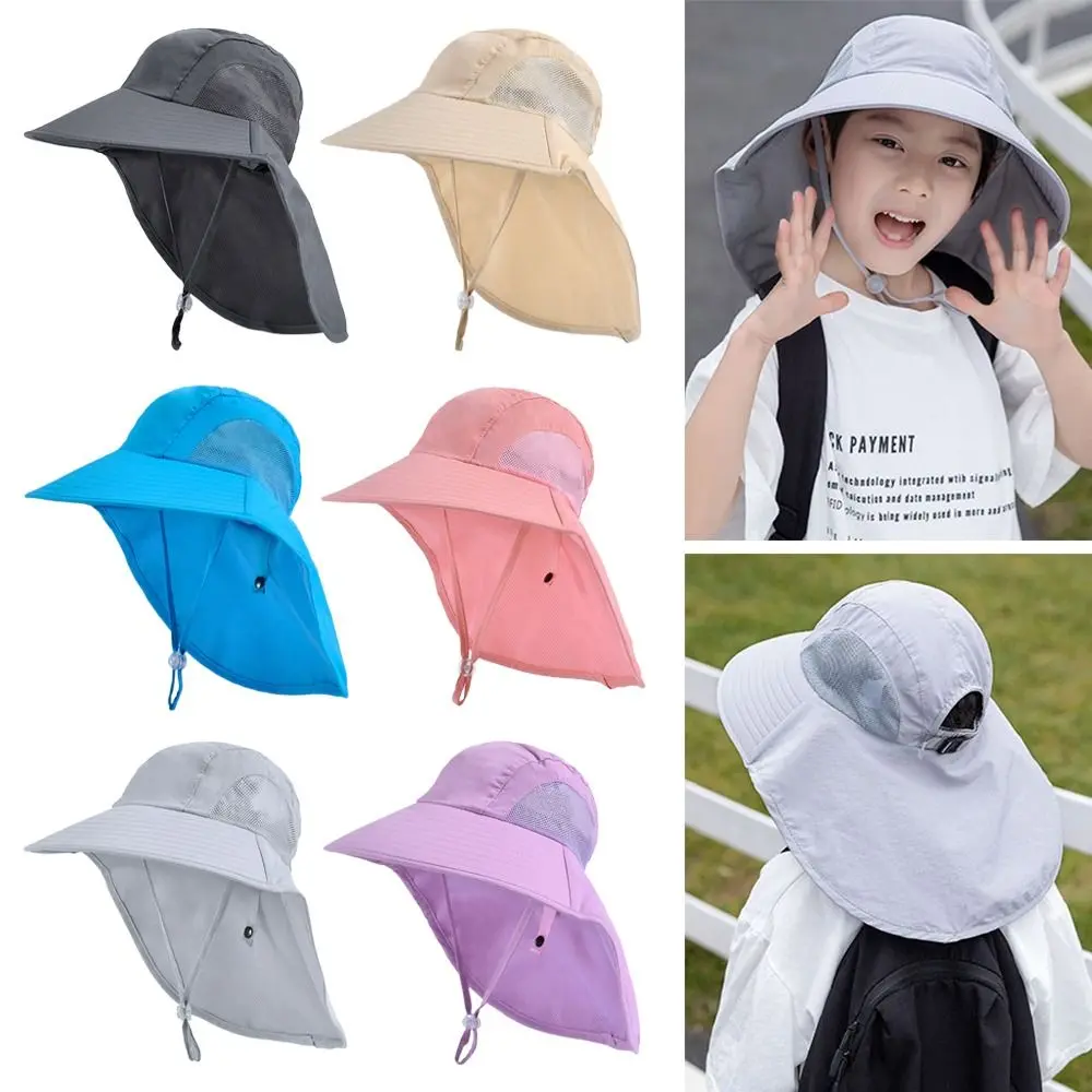 Children Summer Bucket Hats Boy Girl UV Protection Outdoor Beach Sun Hat Flap Cap Adjustable Wide Brim Cap
