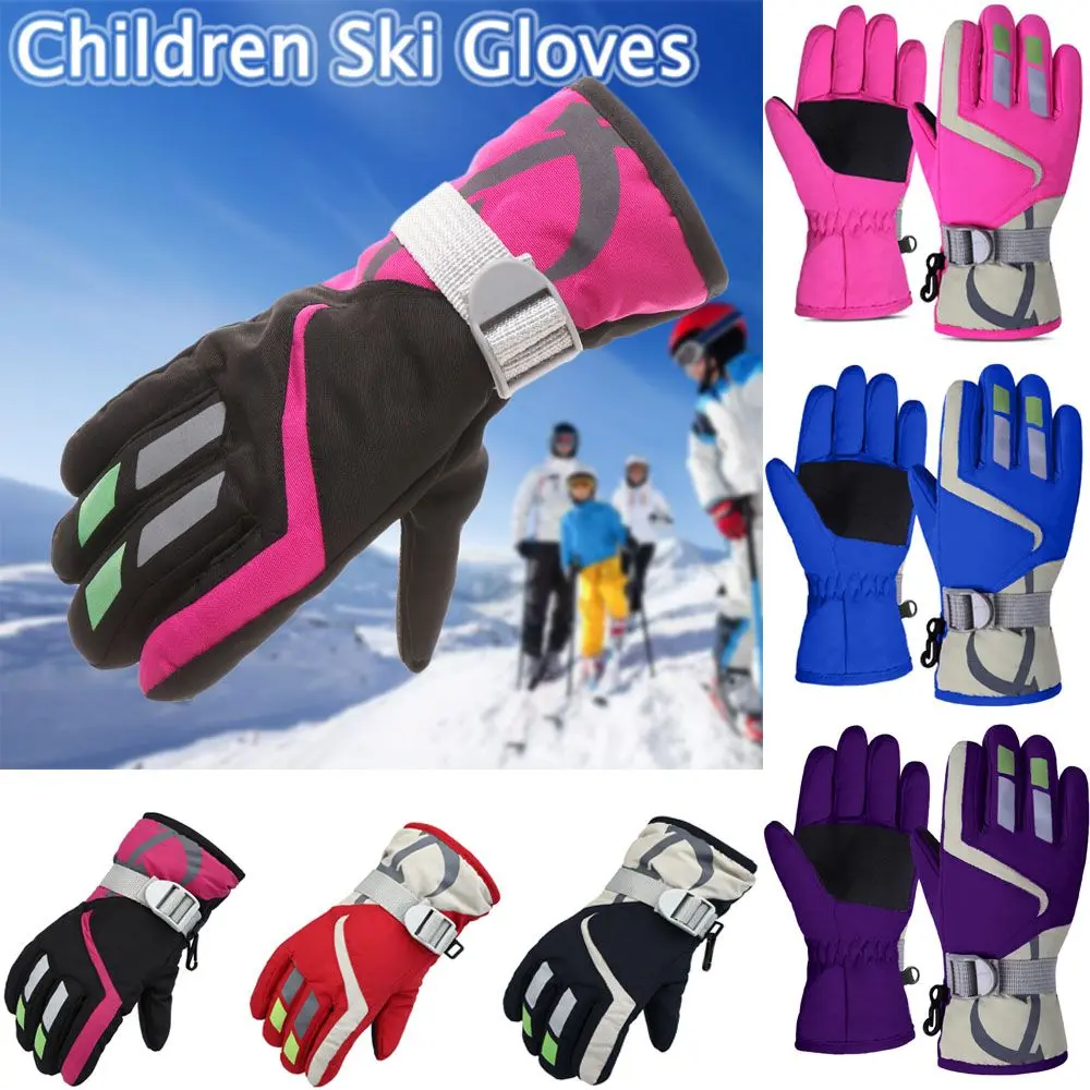 1 Pair of Kids Gloves Winter Non-slip Waterproof Warm Kids Boys Girls Gloves Ski Children Long-sleeved Mitten Snow Outdoor