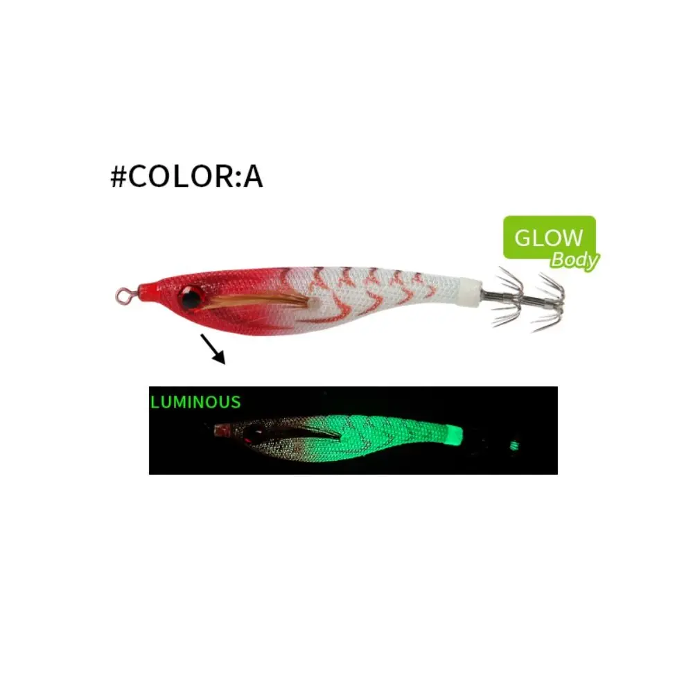 1pc 99mm 6.5g Fishing Lure Artificial Squid Hook Jigs Noctilucent Squid Cuttlefish Jigs Lures Wood Shrimp For Sea Fishing