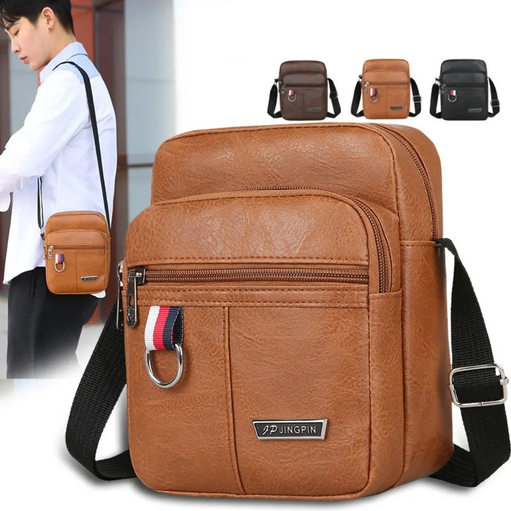 Fashion PU Leather Men's Bag Casual Brown Black Large Capacity Crossbody Bag Waterproof Shoulder Messenger Bags Men