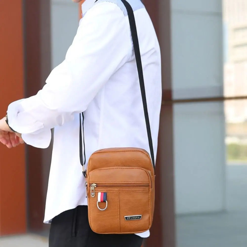 Fashion PU Leather Men's Bag Casual Brown Black Large Capacity Crossbody Bag Waterproof Shoulder Messenger Bags Men