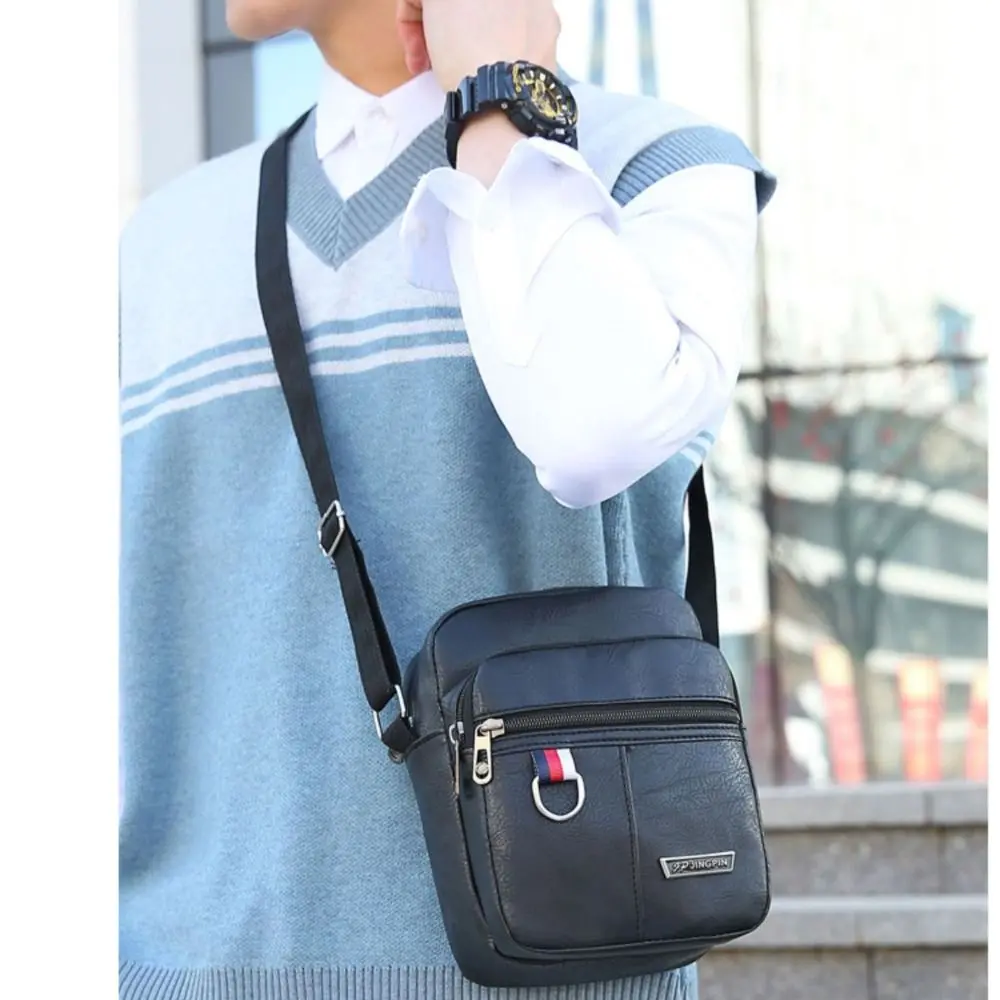 Fashion PU Leather Men's Bag Casual Brown Black Large Capacity Crossbody Bag Waterproof Shoulder Messenger Bags Men