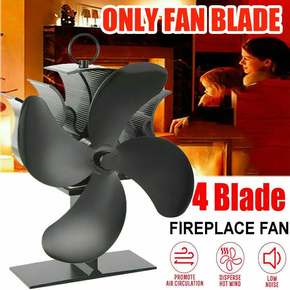 Heat Power Stove Top Fan For Wood Burner Log Burning Fire 4 Blades Fan Blade Fireplace Parts