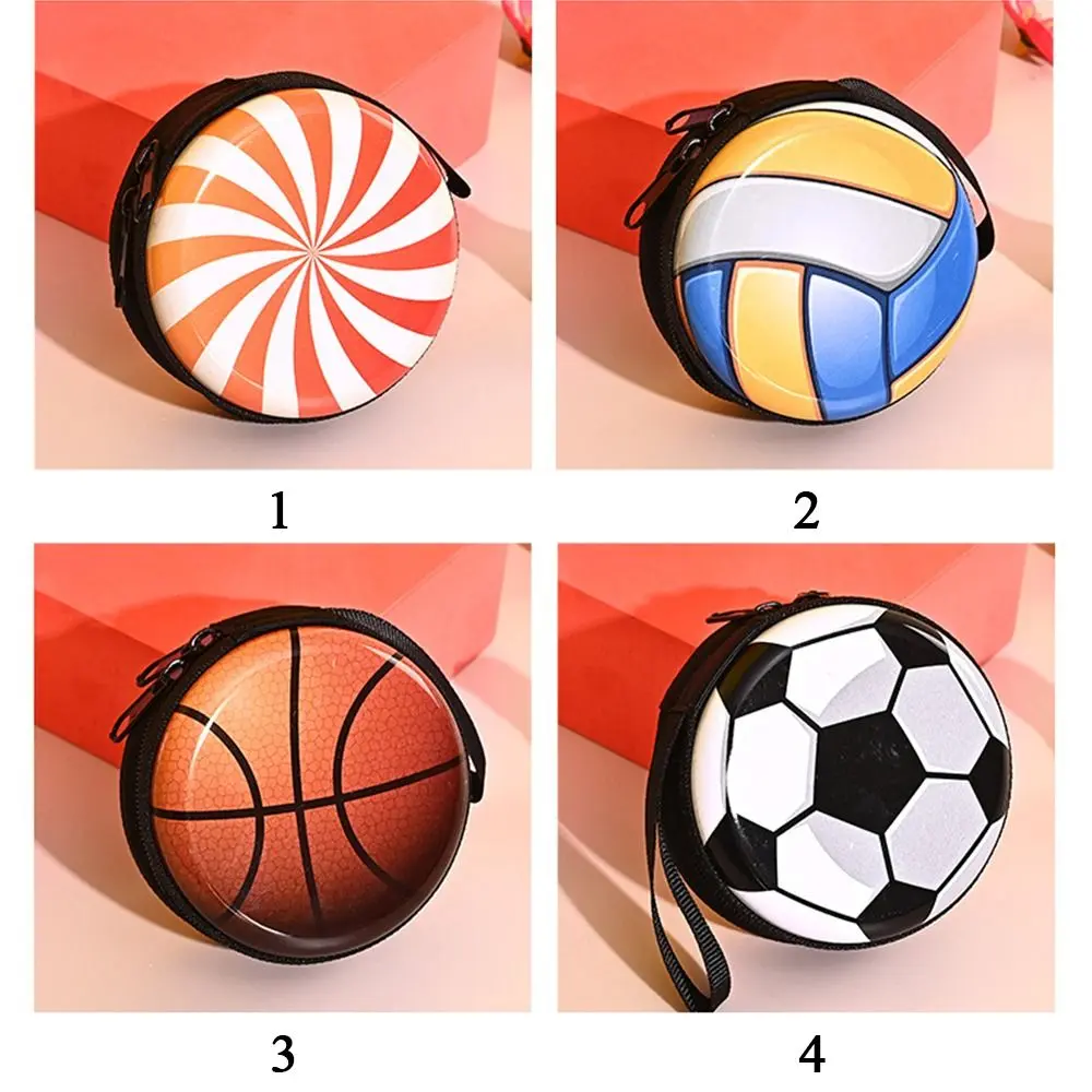 Football Basketball Coin Purse Cartoon Cute Headset Bag Small Wallet Children's Gift Mini Zip Coin Bag