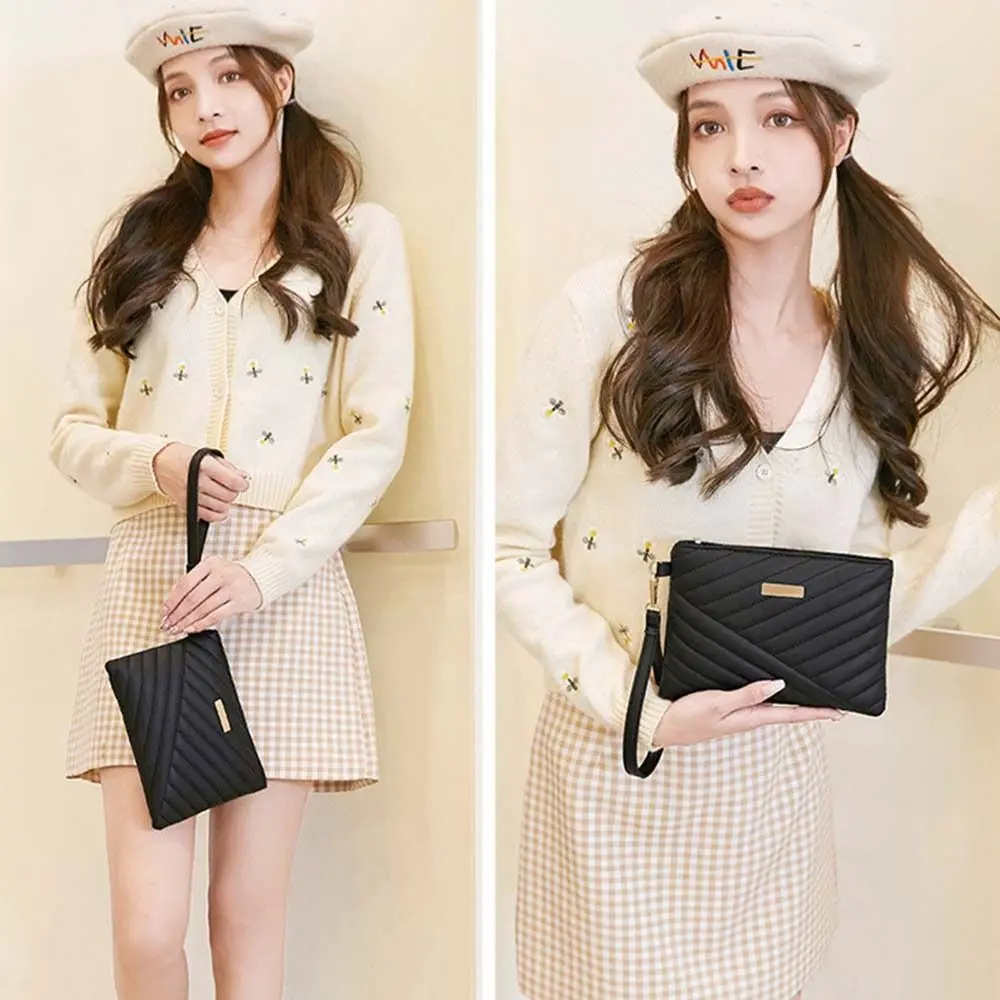 Women Wristlet Bag Stylish Women Leather Envelope Bag Shopping Traveling Portable Small Purse Clutch Wallet