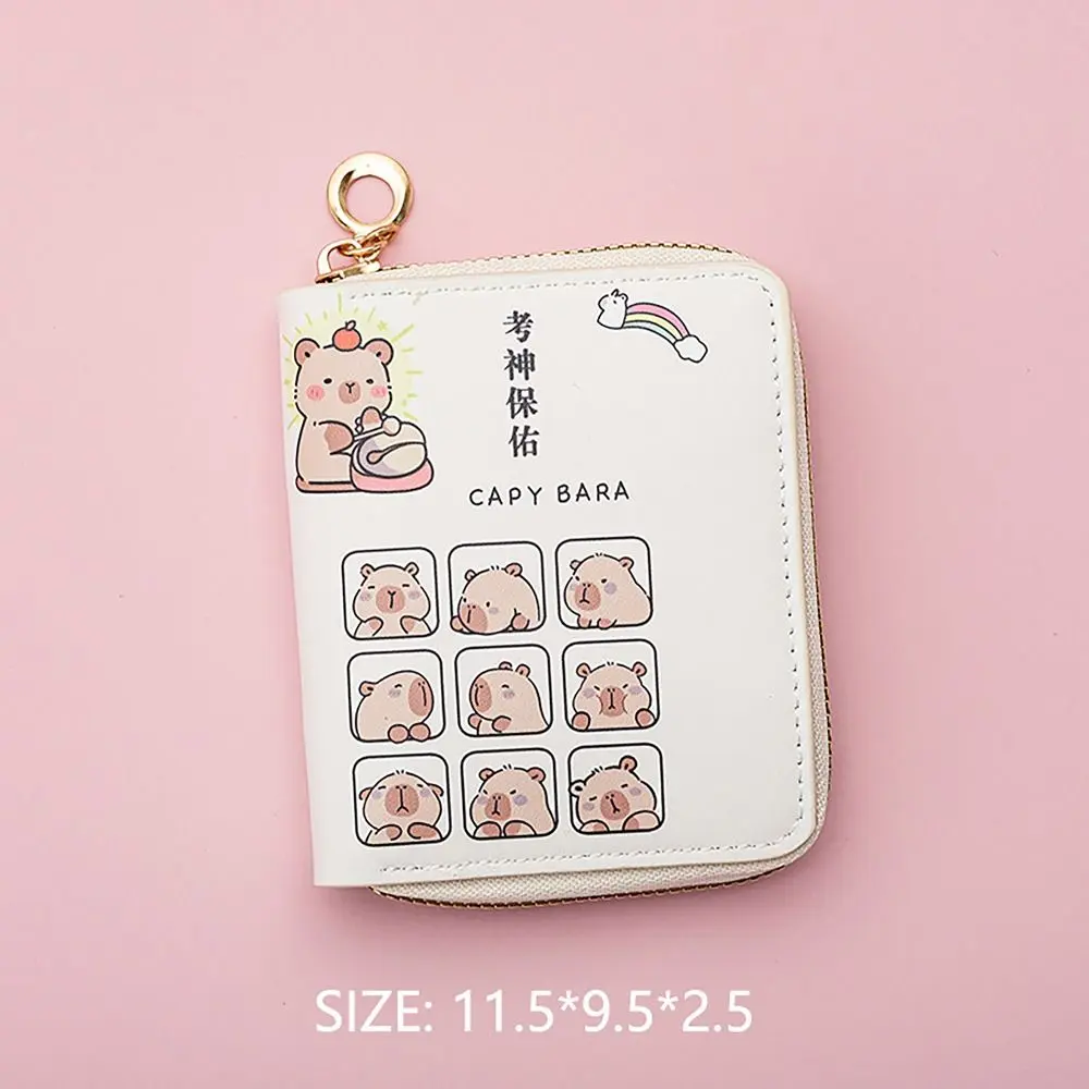 Vintage Capybara Money Coin Purse Zipper Credit Card Holoder PU Leather Wallet INS Style Money Bag for Girls Students Gift
