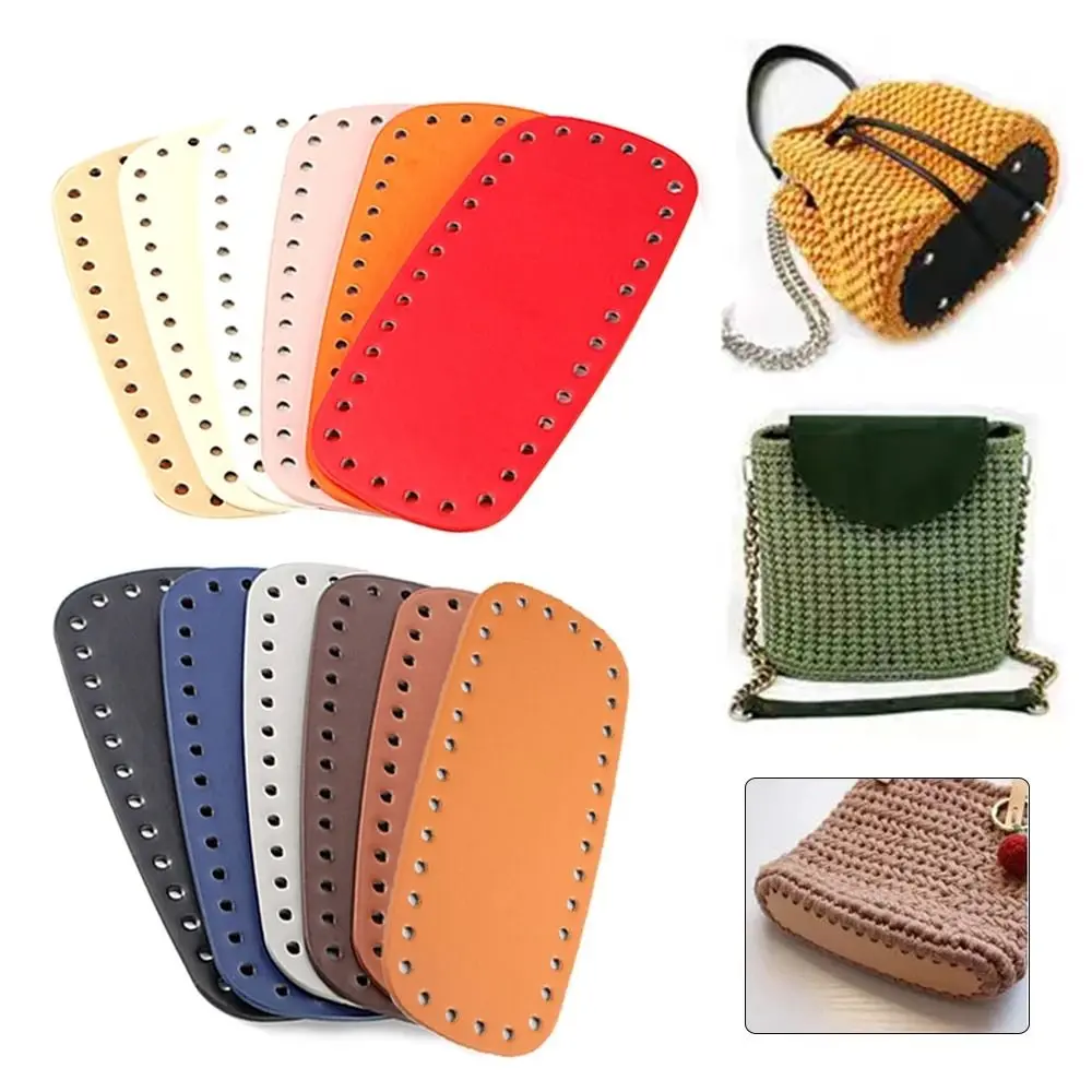 Portable PU Leather Crochet Bag Bottom Oval Making Bags Purse Knitted Bag Base With Holes Long Bag Bottom Woman