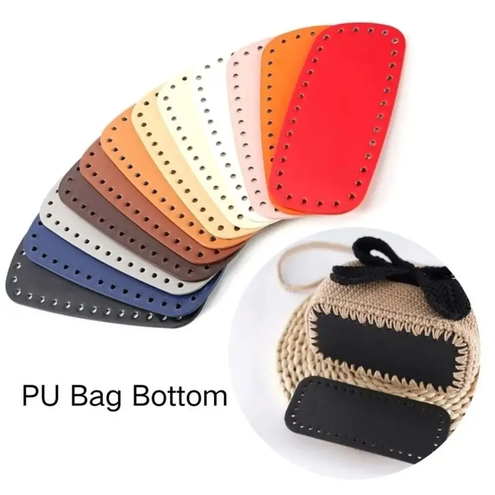 Portable PU Leather Crochet Bag Bottom Oval Making Bags Purse Knitted Bag Base With Holes Long Bag Bottom Woman